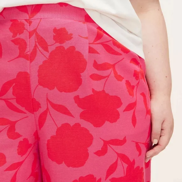 NWT Kate Spade Pink Floral Wide Leg Linen Trouser Size 2X - Picture 4 of 5